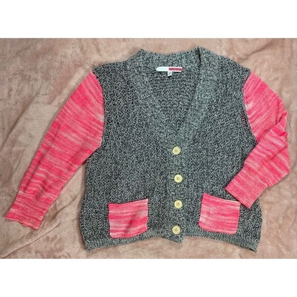 Tracy Reese Hot Pink & Grey Knit Cardigan - Picture 1 of 8